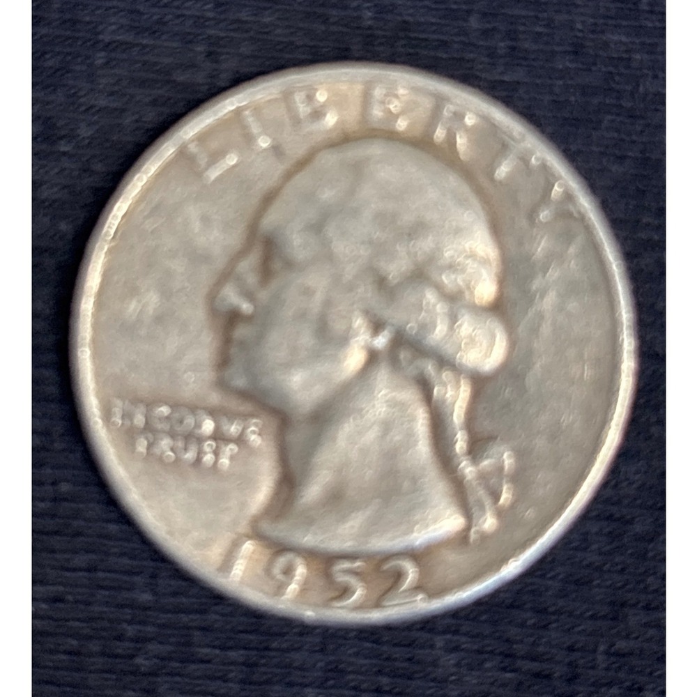 1952 D Washington Quarter 90% Silver Denver Mint US Coin Vintage Currency